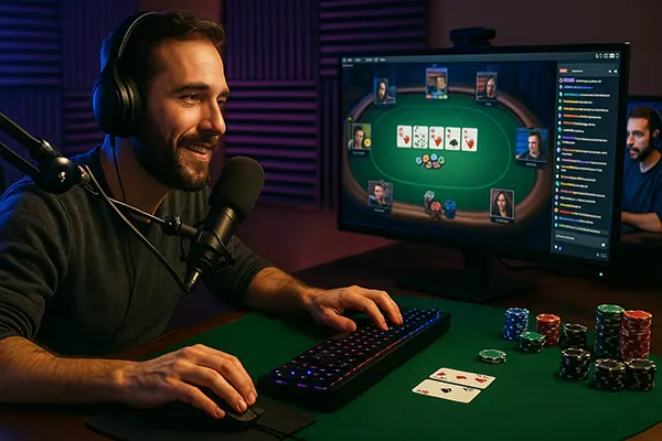 Streamer mit Spielkarten